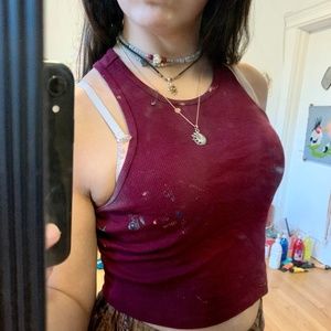 Red Halter Top (with paint on it)